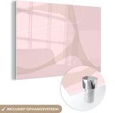 MuchoWow® Glasschilderij 150x100 cm - Acrylglas Schilderij - Roze - Geometrisch Abstract