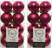 Decoris petites boules de Noël - 32x pc - baie rose - 4 cm - plastique