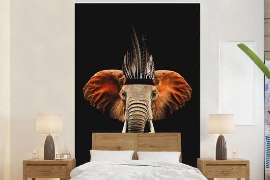 Nr1Wallpaper Behang - Fotobehang Olifant - Zwart - Indianentooi - Breedte 225 cm x hoogte 350 cm