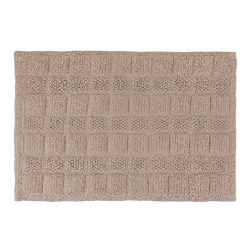 Relaxdays Badmat katoen, 60 x 40 cm, antislip, wasbaar, lichtbruin