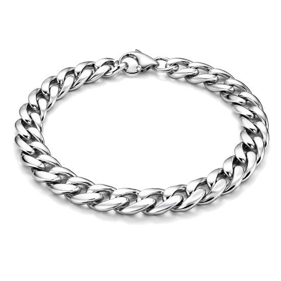 LGT JWLS Stalen heren armband Gourmet schakel Zilverkleurig 7mm-21cm