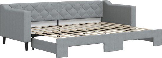 vidaXL Slaapbank met onderschuifbed 80x200 cm stof lichtgrijs