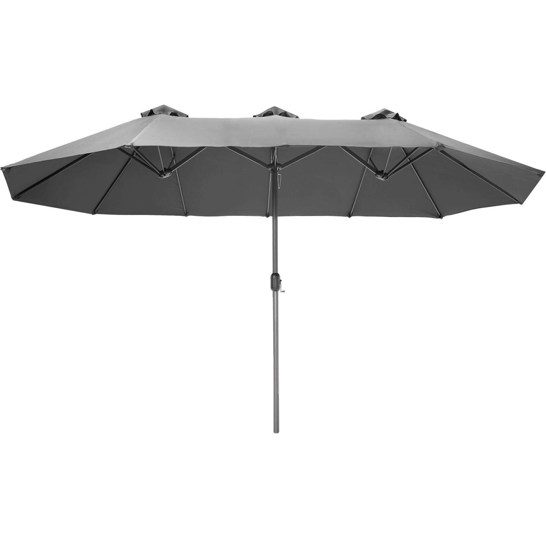 Tectake Dubbele parasol met zwengel - 460 x 270 cm - Grijs