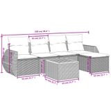 vidaXL 6-delige Loungeset met Kussens, Poly Rattan, Beige
