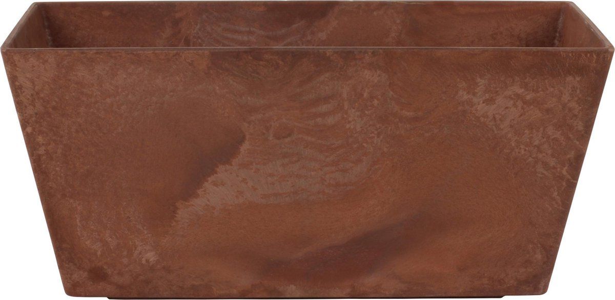 Steege Bloempot/plantenpot balkonbak gerecycled kunststof/steenpoeder terra bruin dia 37 x 17 cm en hoogte 17 cm - Buiten en buiten gebruik