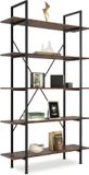 Tectake Boekenkast met 5 Planken - Vintage Hout en Metaal - Donkerbruin