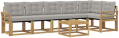 vidaXL - Salon d'extérieur - set - 7 - pcs - Blanc - et - Gris clair