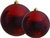 Decoris Grote Kerstballen - 2 stuks - Donkerrood - Kunststof - 14 & 20 cm
