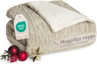 Blumtal Fleece Deken - Kabelgebreide look - 220x240 cm - Oeko-TEX gecertificeerd - Microvezel Fleece Deken - Zachte Sherpa Binnenkant - Zand en Ivoor