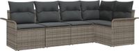 vidaXL Tuinbank Set 5-zits Poly Rattan Grijs