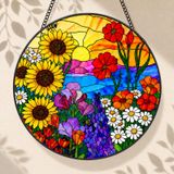 Zonnebloemen Glas & Metaal Rond