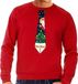 Bellatio Decorations Foute kersttrui - sweater - met stropdas in kerst print - rood - voor heren XL