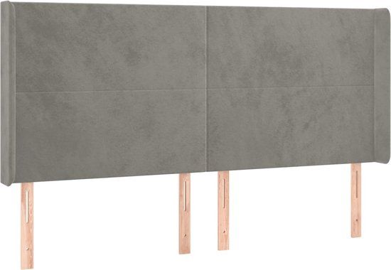 vidaXL Hoofdbord met randen 183x16x118/128 cm fluweel lichtgrijs