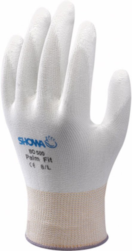 Showa BO-500 Palm Fit Glove Werkhandschoenen Wit - Maat L