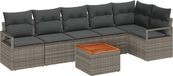vidaXL Tuinbank - Set - 7 - st - Grijs - poly - rattan