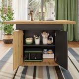 MODFU Uittrekbare eettafel telescopisch 110–140×80×75 cm | MDF, opbergruimte, verstelbare planken