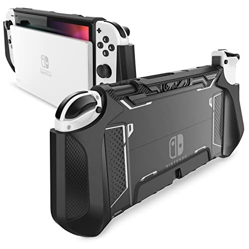 Mumba Case voor Nintendo Switch OLED 2021 Slim Rugged Grip Case - Zwart