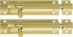 AMIG schuifslot/plaatgrendel - 2x - messing - 4 x 2.55 cm - koper/goudkleur - gepolijst - deur - poort