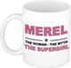 Bellatio Decorations naam cadeau mok - Merel - Woman Myth Supergirl - koffiemok - 300 ml - collega - moederdag
