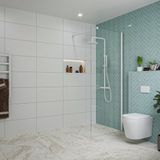 FortiFura Galeria douche - 80x200cm - verre clair - avec profil - blanc mat