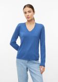 s.Oliver Pull en maille Col V Manches longues Coton Bleu roi Femme Coupe regular