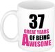 Bellatio Decorations Shoppartners Bv Verjaardag 37 jaar Koffiemok Cadeau - Great years of being awesome - wit/roze - beker - Jubileum - voor dames - vrouwen