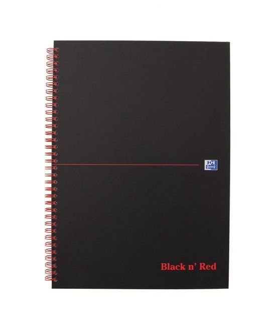 Oxford BLACK N' RED spiraalblok karton A4 gelijnd 140 bladzijden