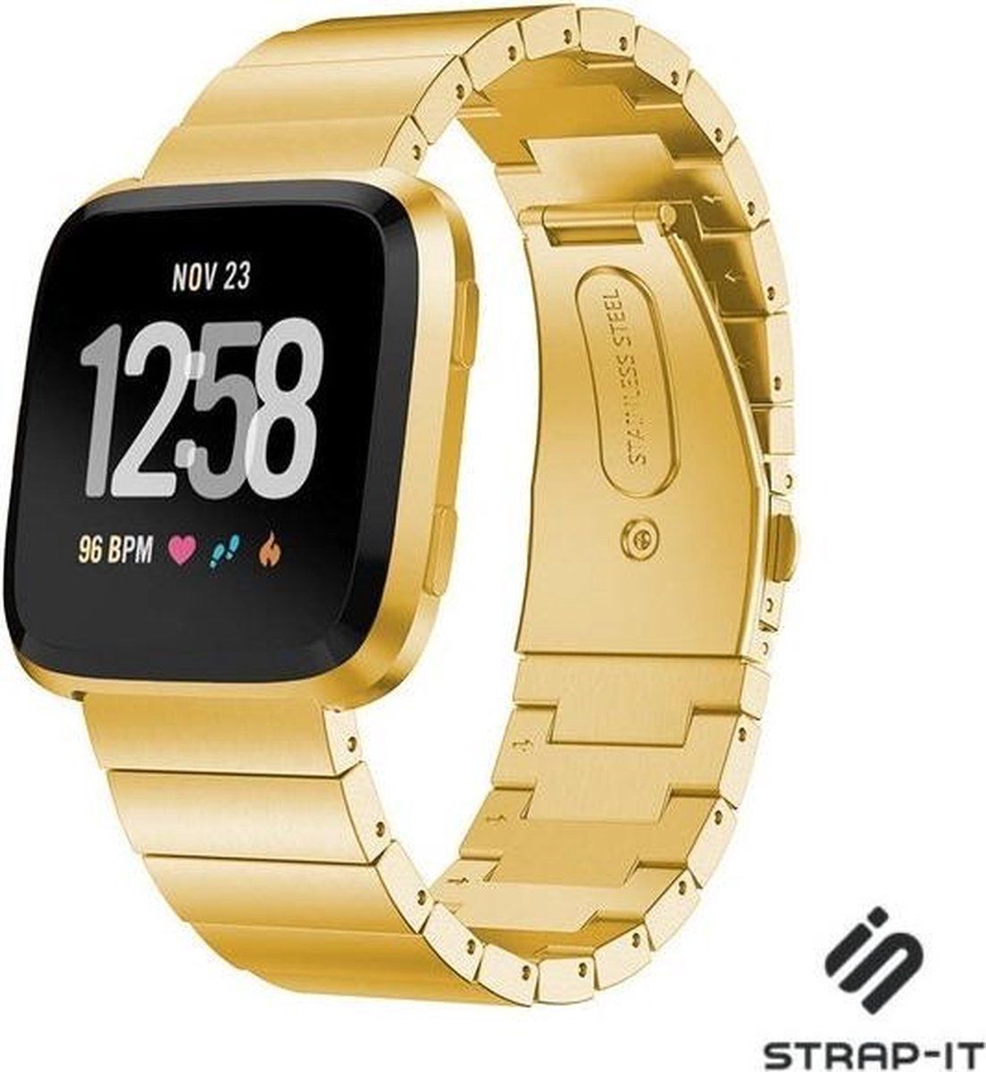 Strap-it Fitbit Versa 2 luxe metalen bandje - goud