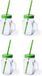 Mason Jar verres - 4x pièces - verre - couvercle vert avec paille - 500 ml - refermable - smoothies aux fruits