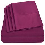 Sweet Home Collection 6-delige lakens 1500 thread fijne microvezel diepe zak set extra kussenslopen, voordelig, California King, Berry