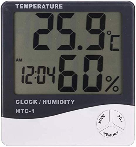 XXL Lashes Digitale thermometer en hygrometer met LCD-display, temperatuur- en luchtvochtigheidsmeter, 12/24 uur tijd, wekker.