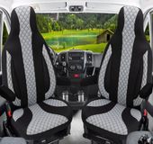 Bremer Sitzbezüge Premium Camper stoelhoezen voor Hobby WPL401 in Zwart/Grijs (2 losse stoelen)