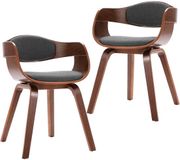 vidaXL Eetkamerstoelen - 2 stuks - Gebogen Hout en Stof - Grijs