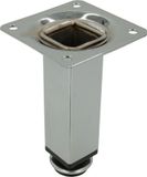 Pied de meuble, droit, carré, argenté, en métal, réglable, 10 cm