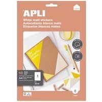 APLI Home - Mat - permanente kleeflaag - wit - A4 (210 x 297 mm) 10 etiket(ten) map met eurogat - etiketten