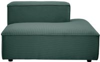 Vente-unique Chaise longue rechts in groen ribfluweel RUZOLO