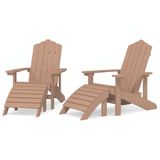 VidaXL Adirondack Tuinstoelen 2 stuks met voetenbankjes HDPE Bruin