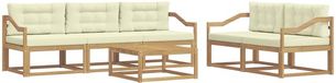 vidaXL Bank loungeset 5 zitplaatsen Wit en crème Acacia hout