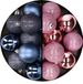 Merkloos / Sans marque Billiet - Vanlaere 24x stuks kunststof kerstballen mix van donkerblauw en roze 6 cm