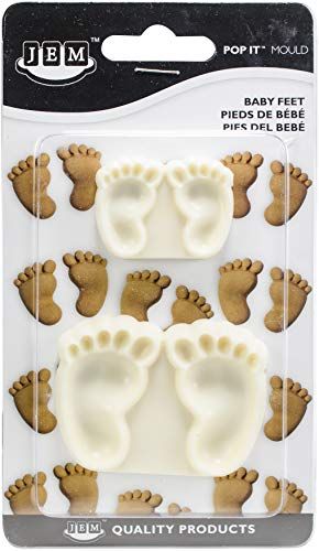 PME Panda PME 1102EP002 JEM Pop It-motiefvorm babyvoeten voor het decoreren van taarten, assortiment 2 kleine maten, kunststof, ivoor, 6 x 2 x 4,5 cm