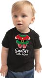 Bellatio Decorations Kerst baby t-shirt - Kerst elfje - Zwart - Santa little helper 74