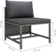 vidaXL 9-delige Loungeset met kussens poly rattan grijs