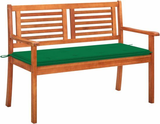 vidaXL Tuinbank 2-zits met kussen 120 cm massief eucalyptushout
