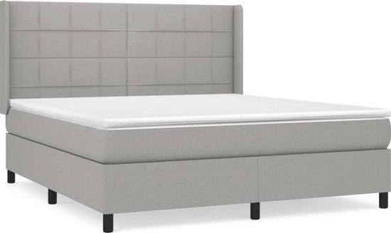 vidaXL Boxspring met matras stof lichtgrijs 160x200 cm