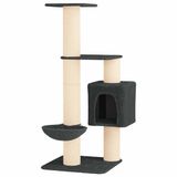 vidaXL Tour pour chat avec poteaux à gratter en sisal Gris foncé 137 cm