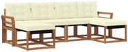 vidaXL - Salon d'angle - 6 places assises - Naturel et crème - Acacia bois