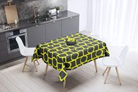 Bonamaison Tafelkleed, Anti-Mold, Sneldrogend, Waterdicht, 100% Polyester Tafellaken, Neon Geel, Rook, 140 x 140 Cm