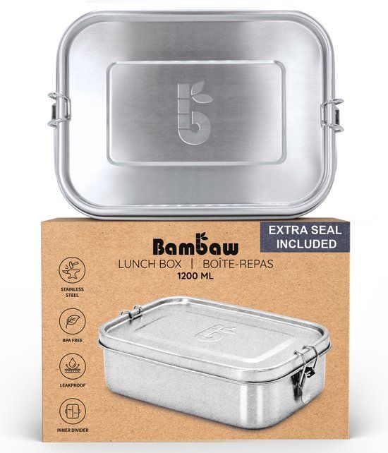 Bambaw RVS Vershoudbakje 1200 ml - Lunchbox - BPA-vrij - Luchtdicht - Staal