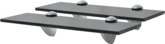 vidaXL Wandplanken - Zwevende Planken - Schappen zwevend 2 st 30x20 cm 8 mm glas - Zwarte Planken - Glazen Planken - Scheidende Planken