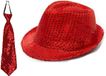 Folat Chapeau/nœud papillon pailleté rouge Adultes set de déguisement